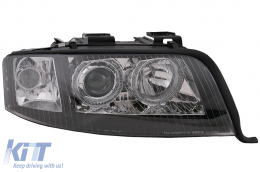 Fari Angel Eyes Xenon per Audi A6 4B C5 06.2001-05.2004 LHD o RHD Nero-image-6079305