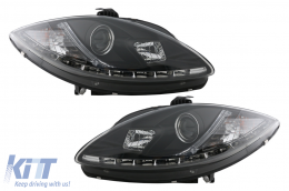 Fari anteriori a LED DRL per Seat Leon Altea Toledo 06.2005-2009 neri-image-6093334