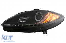 Fari anteriori a LED DRL per Seat Leon Altea Toledo 06.2005-2009 neri-image-6093342