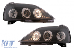 Fari anteriori LED Angel Eyes per Dacia Logan 2004-2008 Nero Headlights-image-6107123