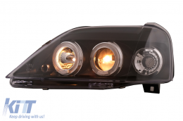 Fari anteriori LED Angel Eyes per Dacia Logan 2004-2008 Nero Headlights-image-6107427