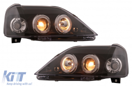 Fari anteriori LED Angel Eyes per Dacia Logan 2004-2008 Nero Headlights-image-6107428