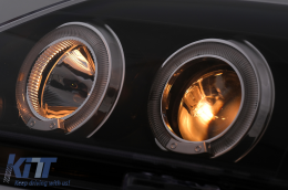 Fari anteriori LED Angel Eyes per Dacia Logan 2004-2008 Nero Headlights-image-6107429