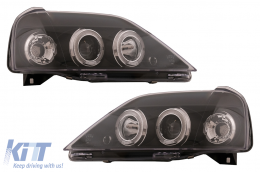 Fari anteriori LED Angel Eyes per Dacia Logan 2004-2008 Nero Headlights-image-6107431