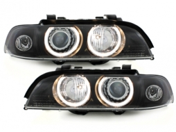 Fari anteriori per BMW 5 E39 09.1995-06.2003 Angel Eyes Design nero-image-59459