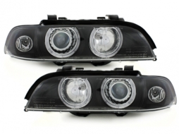 Fari anteriori per BMW 5 E39 09.1995-06.2003 Angel Eyes Design nero-image-59461