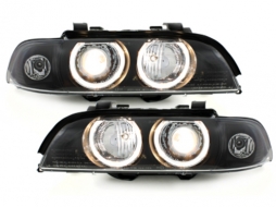 Fari anteriori per BMW 5 E39 09.1995-06.2003 Angel Eyes Design nero-image-59462