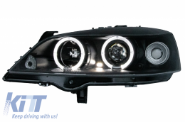 Fari anteriori per Opel Astra G 09.1997-02.2004 Angel Eyes neri-image-6044593