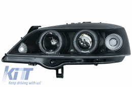 Fari anteriori per Opel Astra G 09.1997-02.2004 Angel Eyes neri-image-6044597