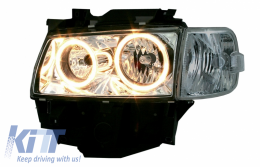 Fari anteriori per VW T4 08.1976-03.2003 Angel Eyes 2 Halo Cerchi Neri-image-60527