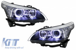 Fari Fanale LED Dayline Angel Eyes per BMW 5er E60 E61 03-07 Lampada LCI Look-image-6033687