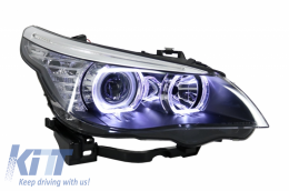 Fari Fanale LED Dayline Angel Eyes per BMW 5er E60 E61 03-07 Lampada LCI Look-image-6033688