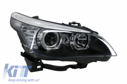 Fari Fanale LED Dayline Angel Eyes per BMW 5er E60 E61 03-07 Lampada LCI Look-image-6033690