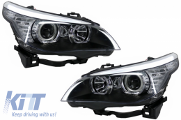 Fari Fanale LED Dayline Angel Eyes per BMW 5er E60 E61 03-07 Lampada LCI Look-image-6033693