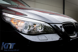 Fari Fanale LED Dayline Angel Eyes per BMW 5er E60 E61 03-07 Lampada LCI Look-image-6093197