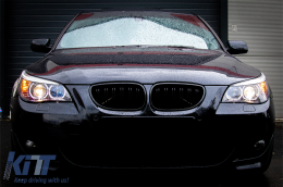 Fari Fanale LED Dayline Angel Eyes per BMW 5er E60 E61 03-07 Lampada LCI Look-image-6093199