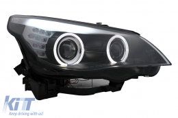 Fari Fanale LED Dayline Angel Eyes per BMW 5er E60 E61 03-07 Lampada LCI Look-image-6101010