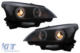 Fari Fanale LED Dayline Angel Eyes per BMW 5er E60 E61 03-07 Lampada LCI Look-image-6101014