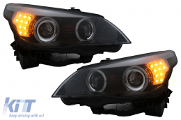 Fari Fanale LED Dayline Angel Eyes per BMW 5er E60 E61 03-07 Lampada LCI Look-image-6101017