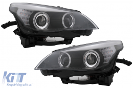 Fari Fanale LED Dayline Angel Eyes per BMW 5er E60 E61 03-07 Lampada LCI Look-image-6101021