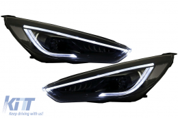 Fari Fanale LED DRL per Ford Focus III Mk3 15-17 Bi-Xenon Look Dynamic Flowing-image-6070540