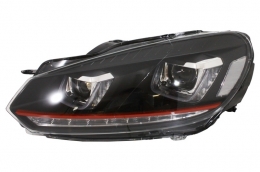 Fari Fanale per VW Golf 6 VI 08-13 Golf 7 3D LED DRL U-Design Flowing GTI RHD--image-6020935