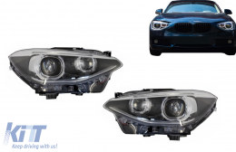 Fari Fanali LED DRL Angel Eye per BMW Serie 1 F20 F21 2011-2014 Luce Nero-image-6099145