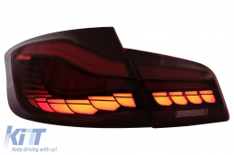 Fari Fanali LED posteriori OLED per BMW Serie 5 F10 Rosso chiaro Luce di svolta dinamica-image-6096134