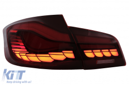 Fari Fanali LED posteriori OLED per BMW Serie 5 F10 Rosso chiaro Luce di svolta dinamica-image-6096135