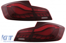 Fari Fanali LED posteriori OLED per BMW Serie 5 F10 Rosso chiaro Luce di svolta dinamica-image-6096149