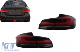 Fari Fanali LED posteriori per BMW Serie 5 F10 Rosso Nero Luce Svolta Dinamica LCI G30 Design-image-6104563