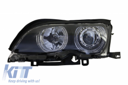 Fari LED Angel Eyes per BMW 3 E46 09.01-03.05 Xenon Look Nero-image-6033917