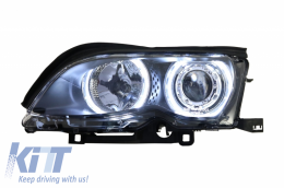 Fari LED Angel Eyes per BMW 3 E46 09.01-03.05 Xenon Look Nero-image-6033919