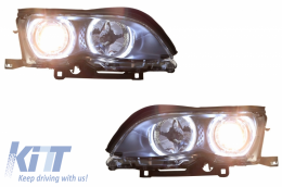 Fari LED Angel Eyes per BMW 3 E46 09.01-03.05 Xenon Look Nero-image-6033920