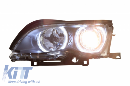 Fari LED Angel Eyes per BMW 3 E46 09.01-03.05 Xenon Look Nero-image-6033921