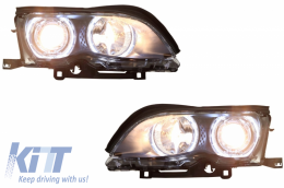 Fari LED Angel Eyes per BMW 3 E46 09.01-03.05 Xenon Look Nero-image-6033922