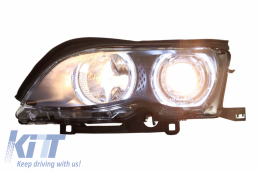 Fari LED Angel Eyes per BMW 3 E46 09.01-03.05 Xenon Look Nero-image-6033923