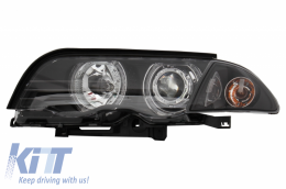 Fari LED Angel Eyes per BMW E46 Limousine Touring 1998-2001 Nero-image-6045108