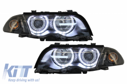 Fari LED Angel Eyes per BMW E46 Limousine Touring 1998-2001 Nero-image-6045111