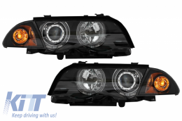 Fari LED Angel Eyes per BMW E46 Limousine Touring 1998-2001 Nero-image-6045112