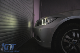 Fari LED Angel Eyes per BMW Serie 3 E90 Berlina E91 Touring 03.2005-2011 Nero-image-6085091