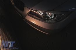 Fari LED Angel Eyes per BMW Serie 3 E90 Berlina E91 Touring 03.2005-2011 Nero-image-6085101