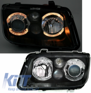 Fari LED Angel Eyes per VW Bora 09.1998-07.2005 2 cerchi Halo neri-image-55016