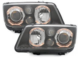 Fari LED Angel Eyes per VW Bora 09.1998-07.2005 2 cerchi Halo neri-image-5987390