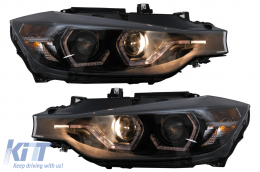 Fari LED DRL Angel Eyes per BMW 3 F30 F31 LCI Berlina Touring 15-19 Nero-image-6100373