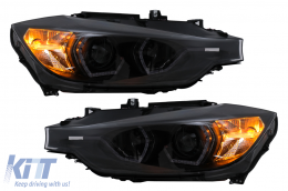 Fari LED DRL Angel Eyes per BMW 3 F30 F31 LCI Berlina Touring 15-19 Nero-image-6100376