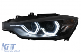 Fari LED DRL Angel Eyes per BMW 3 F30 F31 LCI Berlina Touring 15-19 Nero-image-6100378