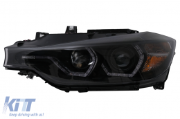 Fari LED DRL Angel Eyes per BMW 3 F30 F31 LCI Berlina Touring 15-19 Nero-image-6100380