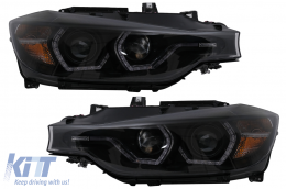 Fari LED DRL Angel Eyes per BMW 3 F30 F31 LCI Berlina Touring 15-19 Nero-image-6100381