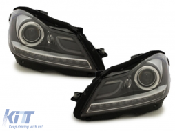 Fari LED DRL per Mercedes C W204 S204 C204 Facelift 11-14 Nero-image-65765